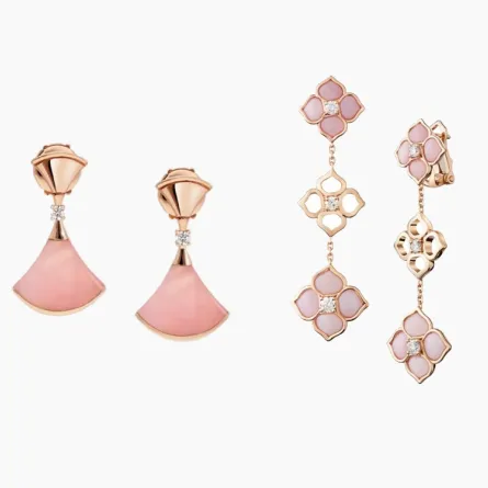 أقراط مرصّعة بحجر الأوبال الوردي آخر موضة صيف 2021