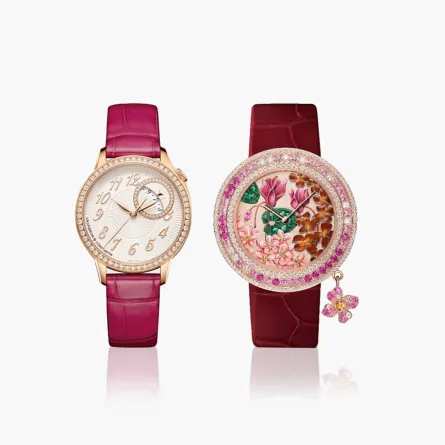 موديلات ساعات فاخرة من الجلد باللون العنابي 