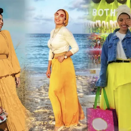  طريقة تنسيق التنورة الصفراء للمحجبات  -الصور من حسابات الفاشينيستا على انستغرام