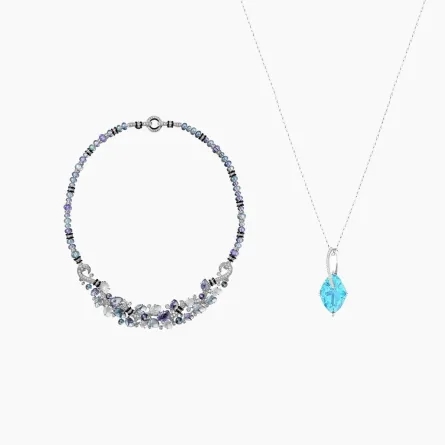  قلائد مرصعة بالزمرد الأزرق 