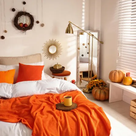 الديكور الخريفي في غرفة النوم