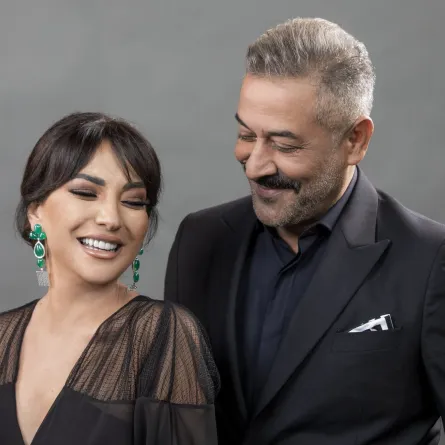 عبد المنعم عمايري وأمل عرفة - الصورة من حساب أمل على تويتر