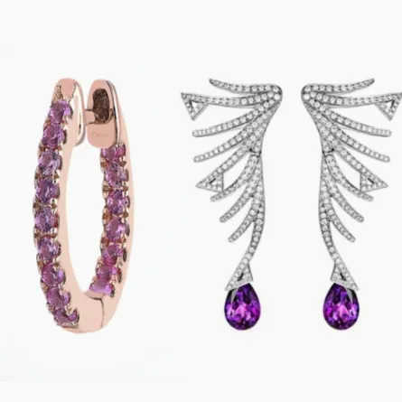 أقراط مزينة بحجر الأميتيست  