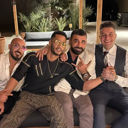 جلسة الصلح بين أحمد الفيشاوي ومحمد رمضان - الصورة من حساب سيف عريبي على الفيس بوك