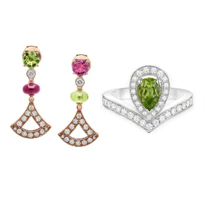 مجوهرات مرصعة بحجر الزبرجد الأخضر