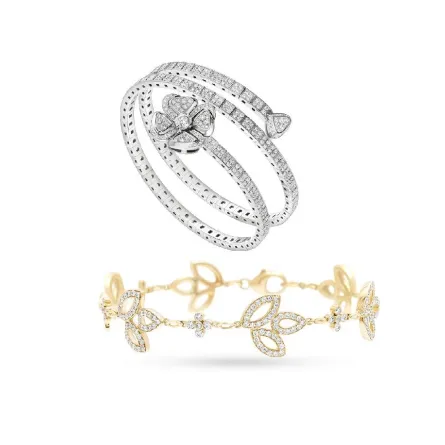 تصاميم أساور من الذهب والألماس لإطلالة جذابة للعروس