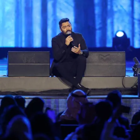 تامر حسني على مسر ح بكر الشدي في البوليفارد - تصوير صالح الغنام