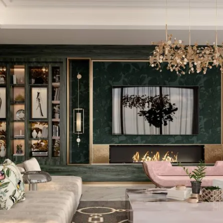 الأخضر يستحضر الطبيعة في ديكورات 2022 الداخليّة (نموذج من تصميم المهندس فتحي ابراهيم)