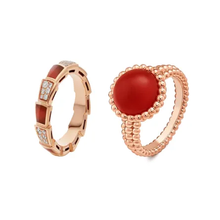 خواتم ذهب مرصعة بالعقيق الأحمر