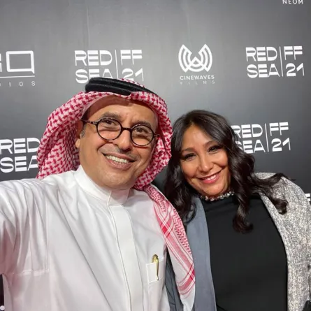 عبدالإله السناني مع المخرجة هيفاء المنصور