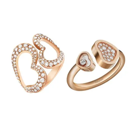 خواتم ذهب وردي على شكل قلب