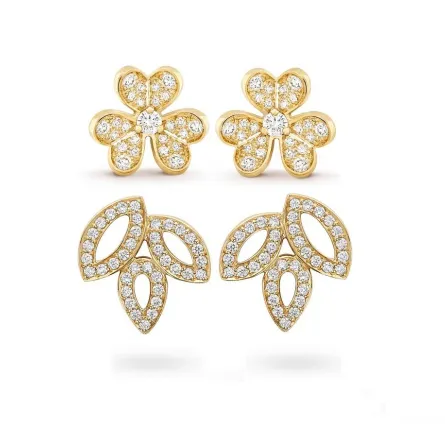 أقراط ذهب أصفر مرصّعة بالألماس