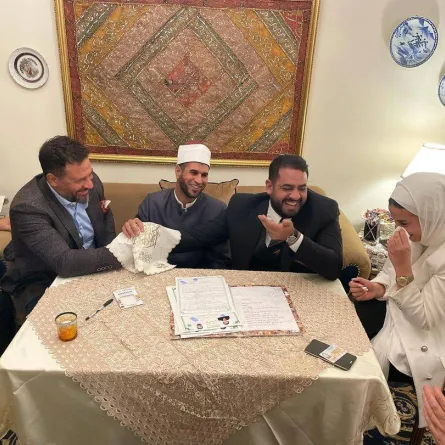 ماجد المصري وابنته ماهيتاب من مراسم عقد القران - الصورة من حسابه على انستغرام