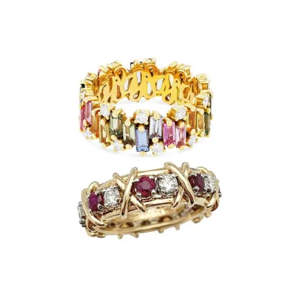 موديلات خواتم ذهب أصفر مرصعة بالألماس والياقوت