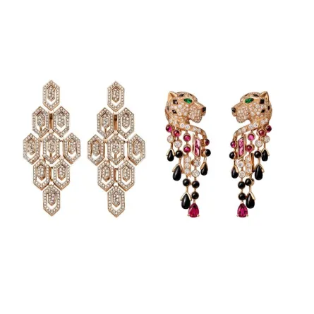 أقراط طويلة من الذهب الوردي لإطلالة أنثوية جذابة لعروس 2022