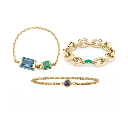 موديلات خواتم سلسلة ذهب مرصعة بأحجار كريمة لإطلالة ناعمة