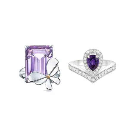 موديلات خواتم بأحجار باللون الارجواني 2022