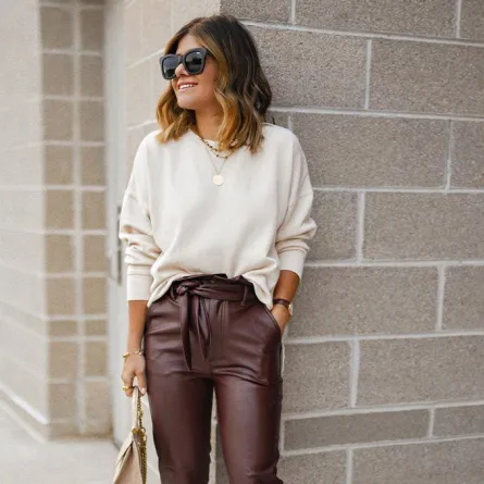 موديلات البنطلون الجلد موضة شتاء 2021