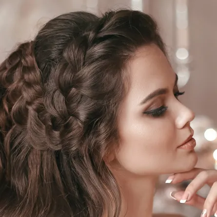 تسريحات شعر رومانسية  بالضفائر النصفية