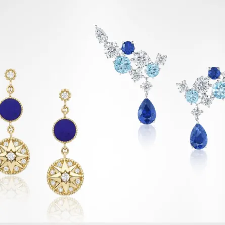 أقراط متدلية مرصعة بالأحجار الكريمة الملونة أرقى مجوهرات صيف 2021