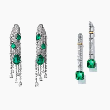 موديلات أقراط أذن طويلة مُرصَّعة بالزمرد لسهرات صيف 2021