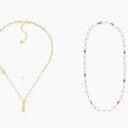 موديلات عقود لؤلؤ ذهب طويلة 2021 لعروس الصيف