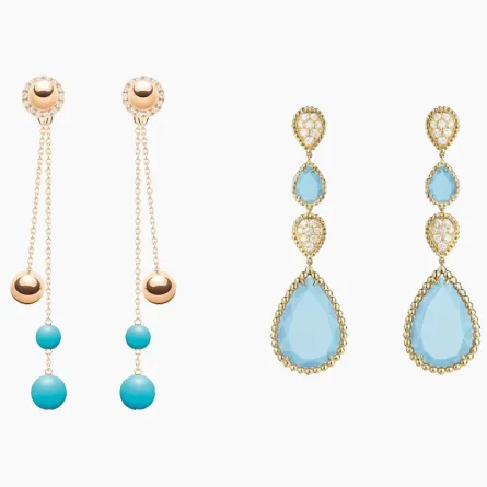 أقراط مرصعة بحجر الفيروز وطرق تنسيقها مع العباية الخليجية