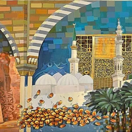 فنان سعودي يبدع في رسم رحلة الحج على لوحة جدارية بمطار جدة