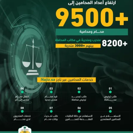 ارتفاع أعداد المنتمين لقطاع المحاماة إلى 18 ألف محام ومحامية