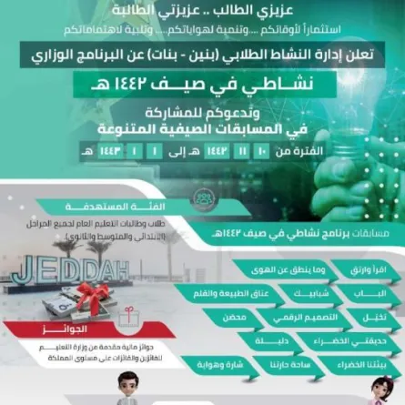 اقبال متزايد من طلاب وطالبات تعليم جدة للمشاركة في نشاطي الصيفي