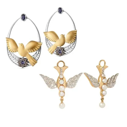 موديلات أقراط ذهب على شكل طيور