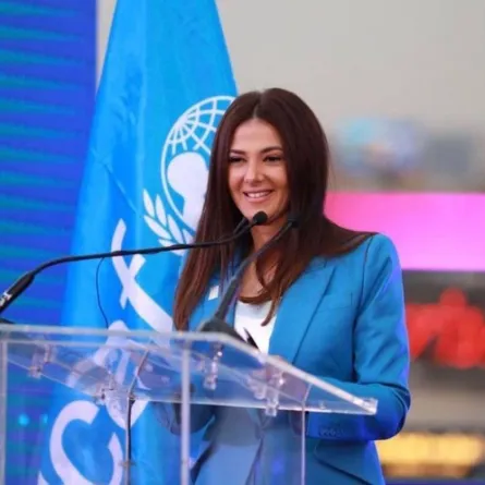 النجمة دنيا سمير غانم خلال إلقاء كلمة اليونيسيف - الصورة من حساب دناي على انستغرام