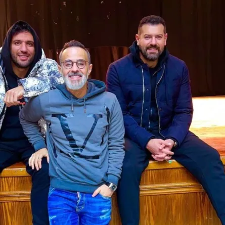 حسن الراد والمنتج حمدي بدر والفنان عمرو يوسف - الصورة من حساب حسن الرداد على انستغرام