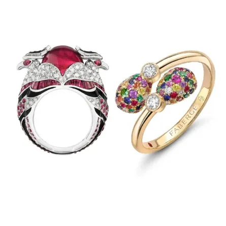 موديلات خواتم مرصّعة بالأحجار الكريمة الملونة موضة شتاء 2022