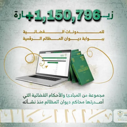 أكثر من مليون و 150 ألف زيارة لمنصة المدونات القضائية بديوان المظالم