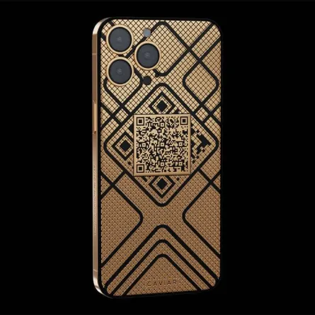 صورة آيفون مطبوع بكود QR من الذهب
