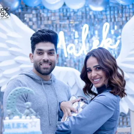 رنا سماحة وزوجها سامر أبو طالب وابنهما مالك - الصورة من حسابها على انستغرام