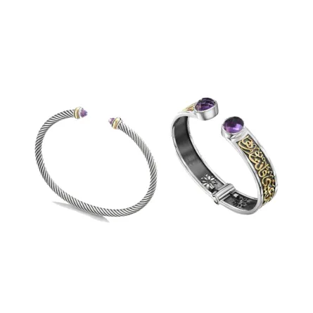 أساور مرصعة بحجر الجمشت لمواليد فبراير