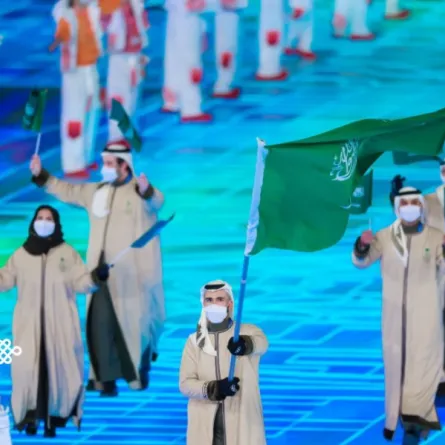 علم السعودية يزين حفل افتتاح دورة الألعاب الأولمبية الشتوية- الصورة من حساب وزير الرياضة السعودي على تويتر