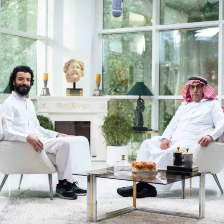 يعقوب الفرحان مع الإعلامي داود الشريان على MBC1 - الصورة من المسؤول الإعلامي لمجموعة الـmbc