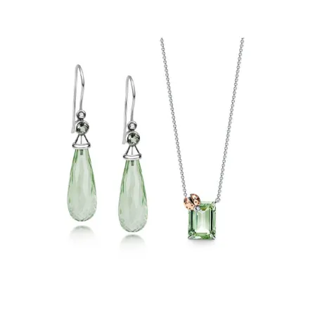 موديلات مجوهرات مرصعة بالكوارتز الأخضر