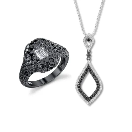 مجوهرات مرصّعة بأحجار ألماس أبيض وأسود