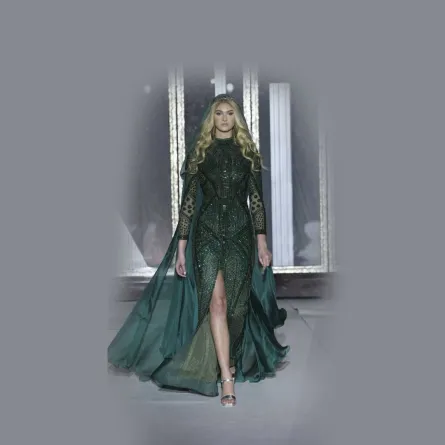 فستان هوت كوتور من التول المُطرز من هاني البحيري Hany El Behairy