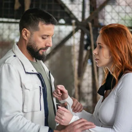 محمد الأحمد ودانييلا رحمة في مشهد من مسلسل للموت 2 في رمضان القادم على شاشة mbc - الصورة من المسؤول الإعلامي لمجموعة الـmbc