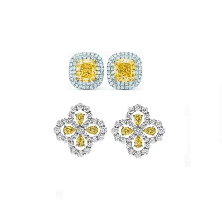 أقراط مرصّعة بماسات باللون الأصفر 2022