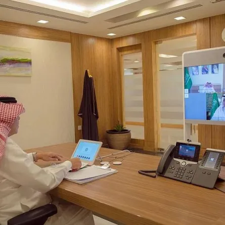 خلال اللقاء الإعلامي. الصورة من "واس"