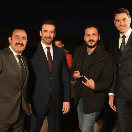 بيتر ميمي وأحمد السقا وأحمد عز وكريم عبد العزيز من كواليس مسلسل الاختيار 3 - الصورة من حساب بيتر ميمي على انستغرام