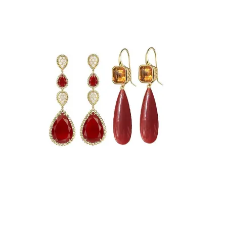 موديلات أقراط مرصعة بالعقيق الأحمر