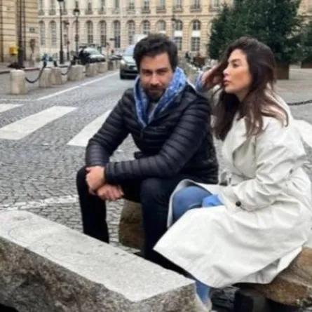 معتصم النهار وزوجته لين برنجكجي في باريس - الصورة من ستوري حساب لين على انستغرام