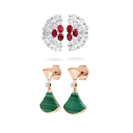 أقراط مروحية الشكل مرصعة بالأحجار الكريمة